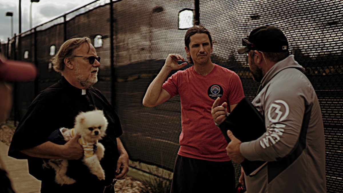 Kevin Farley on set with Jeff Hamm and Willie Mellina